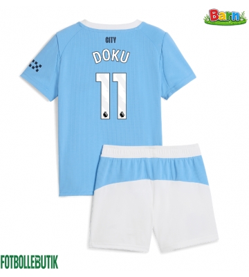 Manchester City Jeremy Doku #11 Hemmaställ Barn 2025-26 Kortärmad (+ Korta byxor)